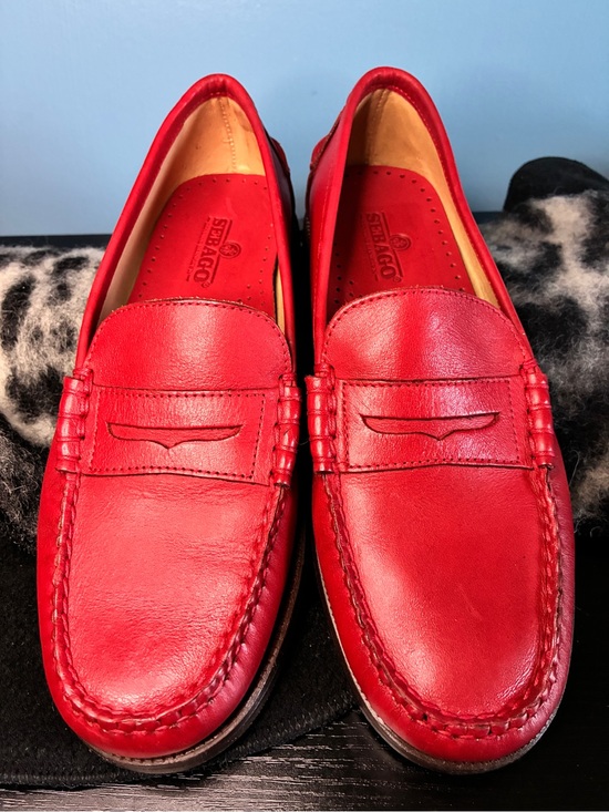 Sebago Shoes - Sebago Red Leather Penny Loafers - Men's Slip-On Moccasins